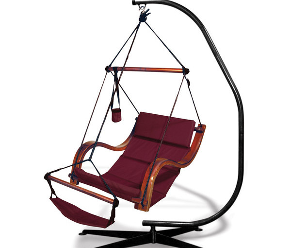 BEST REST Hammock Hanging Chair with C-Frame Stand - BURGUNDY