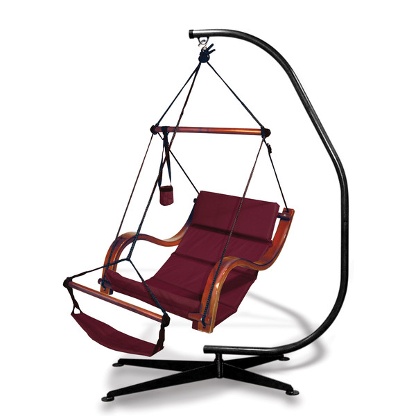 BEST REST Hammock Hanging Chair with C-Frame Stand - BURGUNDY