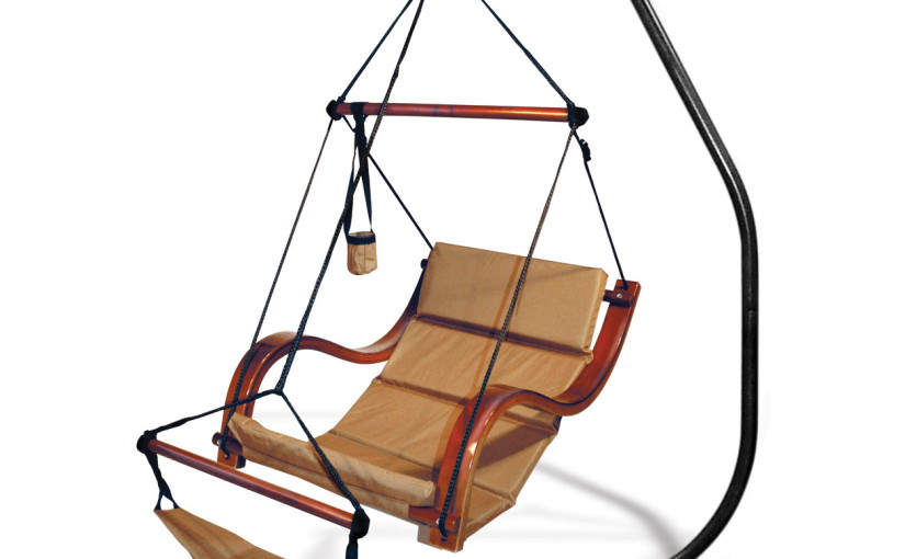 BEST REST Hammock Hanging Chair with C-Frame Stand - TAN